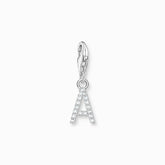 Pendentif Charm lettre avec pierres blanches argent