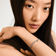 Bracelet Indie bleu gris, plaqué or