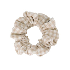Chouchou élastique à cheveux en lin à carreaux