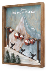 Art mural en bois montagne de ski