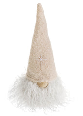 Tête de Père Noël décorative en polyester/beige sable, 3 x 12,5