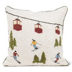 Coussin carré en boucle avec scène de ski