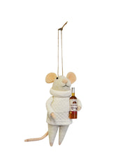 Ornement souris bouteille de vin
