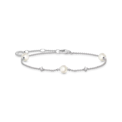 Bracelet perles avec pierres blanches argent