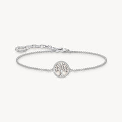 Bracelet à breloque Tree of Love, émail blanc, argent