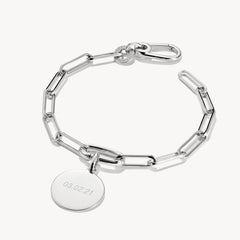 Bracelet Charm Paperclip avec un Connect Link argent ou argent plaqué or