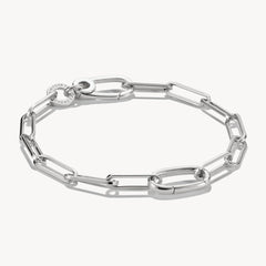 Bracelet Charm Paperclip avec un Connect Link argent ou argent plaqué or