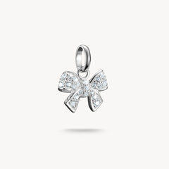 Pendentif Charm nœud avec pierres blanches Connect argent