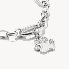 Pendentif Charm patte avec pierres blanches Connect argent