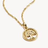 Pendentif Charm arbre de l’amour avec pierres blanches Connect plaqué or