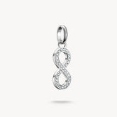 Pendentif Charm symbole infini avec pierres blanches Connect argent