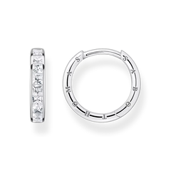 Créoles avec pierres blanches pavé argent