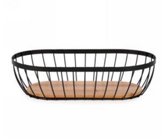 Panier oval en métal et bois