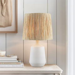 Lampe de table céramique raffia