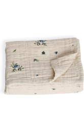 Couverture en mousseline de coton avec sac à dos assorti, certifiée biologique | Bébés et tout-petits | Douce et respirante | Unisexe, garçons, filles | Taille L 119,4 x 119,4 cm