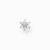 Clou d'oreille unique flocon de neige avec pierres blanches argent
