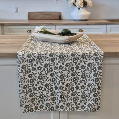 Nappe Hortense - Fleurie verte mousse