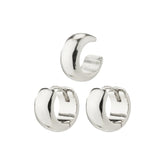 Pace anneaux et bague d'oreille recyclés plaqués argent