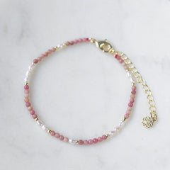 Bracelet Mira - rhodonite rose/perle