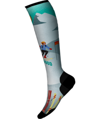 Women's Ski Targeted Cushion Snow Bunny Print OTC Socks