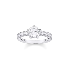 Solitaire avec un grand zircon et de petites pierres argent - Thomas Sabo