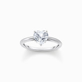 Bague en argent avec zircon blanc en forme de cœur