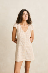 London check cap sleeve mini dress