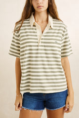 Vintage stripe rugby short sleeve shirt