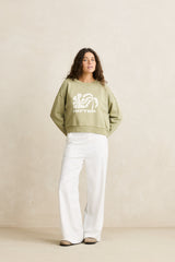 Sun and palm slouchy crew neck fleece