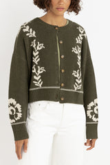 Antique floral crop cardigan