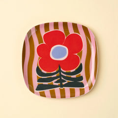 Plateau Poppy Pattern Decorative Enameled Tray