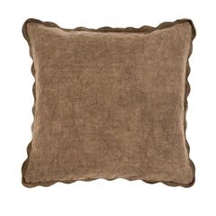 Coussin 50x50 cm à bord festonné, couleur vison