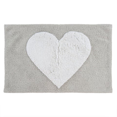 Tapis de bain en forme de cœur, gris/blanc