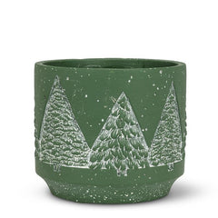 Petite jardinière avec arbres enneigés