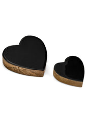 Coeur en bois de mangue émaillé