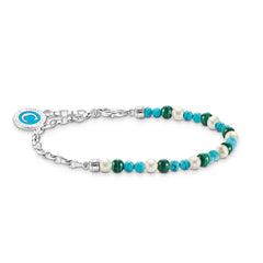 Thomas Sabo - Bracelet argent perles d'eau douce malachites et turquoises