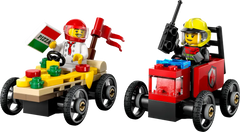 Lego CITY - Course de camion pizza vs camion de pompier