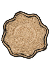 Napperon jute naturel bord ondulé noir