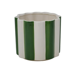 Pot à rayures blanc et vert