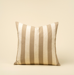 Coussin rayé large 50 x 50 cm, couleur sable