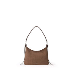 Le Leonie – Sac à épaule 2-en-1 en suède vegan taupe