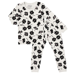 Pyjama en modal fleurs sur fond beige 3 mois - 10 ans