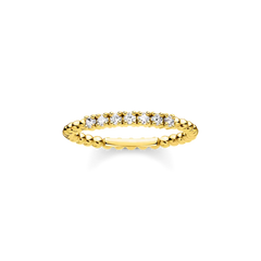 Bague perles vec pierres blanches or