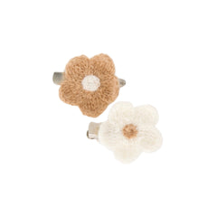 Duo de barrettes en forme de marguerites en crochet