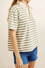 Vintage stripe rugby short sleeve shirt