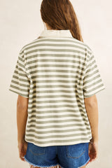 Vintage stripe rugby short sleeve shirt