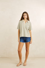 Vintage stripe rugby short sleeve shirt