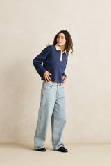 Rugby polo knit sweater
